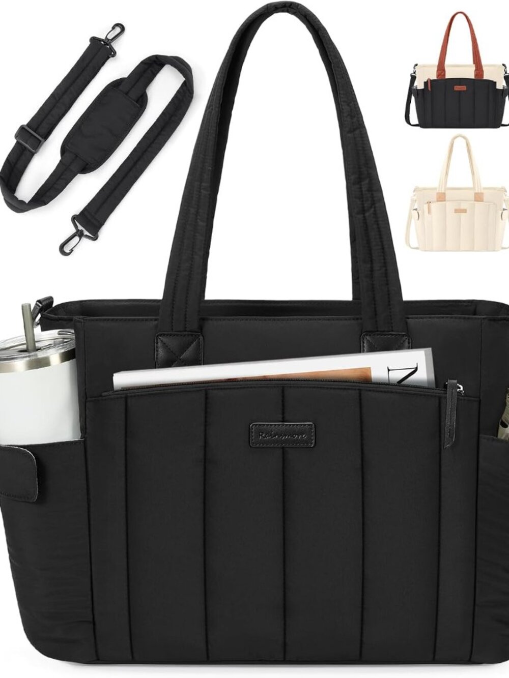 Laptop Tote Bag for Women Large Puffer Quilted Work Bag